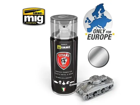 Sprej Titans Hobby Bare Metal Primer 400 ml, akrylový základ v metalickém odstínu holý kov