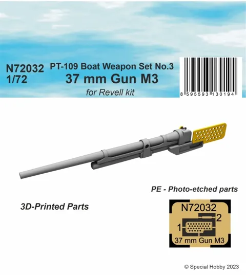 Resinová sada CMK N72032 PT-109 Boat Weapon Set No.3 – 37mm kanon M3 v měřítku 1/72