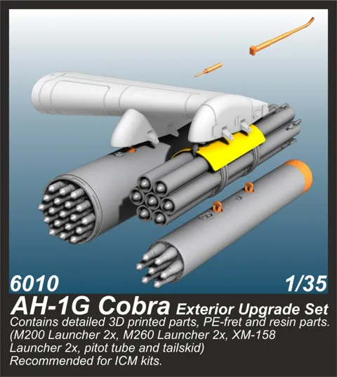 Resinová sada CMK 6010 AH-1G Cobra vylepšení exteriéru 1/35 pro stavebnice ICM s raketnicemi