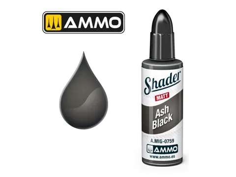Lahvička AMMO Mig A.MIG-0759 Matt Shader popelavě černá (Ash Black) 10 ml