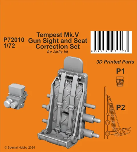 Resinové 3D tištěné díly CMK P72010 – zaměřovač a sedačka pro Tempest Mk.V v měřítku 1/72