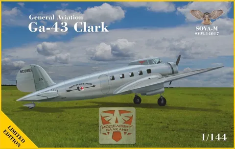 Plastiková stavebnice Sova-M SVM-14017 GA-43 Clark v měřítku 1/144, dopravní letoun