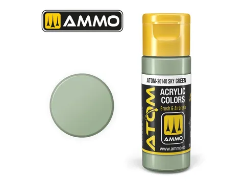 Lahvička akrylové barvy AMMO Mig ATOM Color ATOM-20140 nebeská zelená (Sky Green) 20 ml