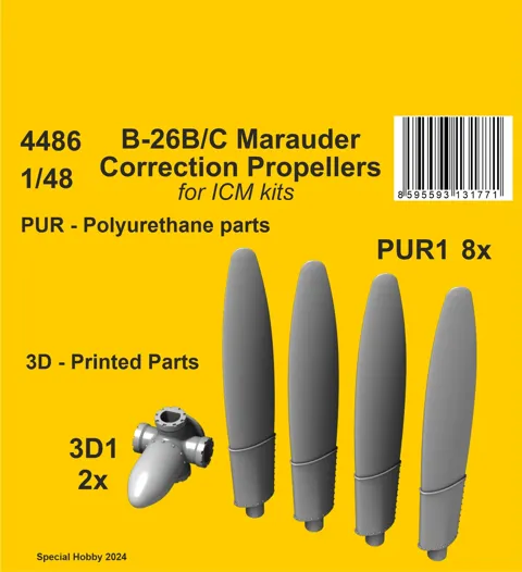 Resinová sada vrtulí CMK 4486 B-26B/C Marauder 1/48 pro stavebnici ICM