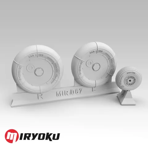 Miryoku MIR-067 3D tištěná kola Bf 109 G se šroubovaným diskem a pneumatikami 660×190, měřítko 1/48