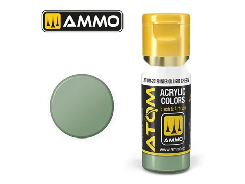 Lahvička akrylové barvy AMMO Mig ATOM COLOR 20128 Interior Light Green, 20 ml