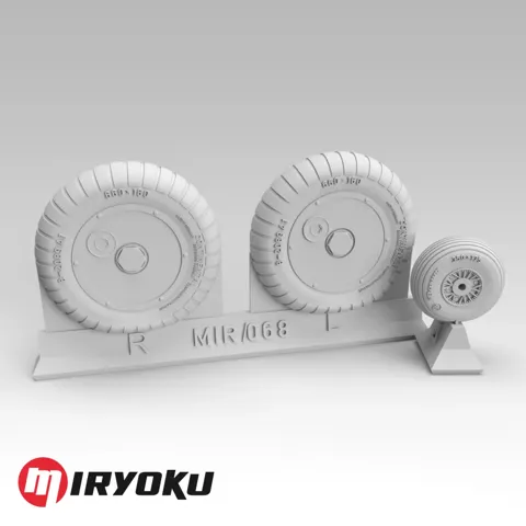 3D tištěná kola Miryoku MIR-068 Bf 109 G se šroubovaným diskem 660×160 v měřítku 1/48 s maskami