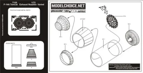 Resinová sada výfukových trysek Aires 7125 pro F-14A Tomcat 1/72 Hasegawa