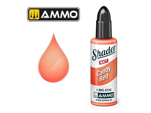 Lahvička AMMO Mig A.MIG-0724 MATT SHADER Candy Red, transparentní matný shader 10 ml