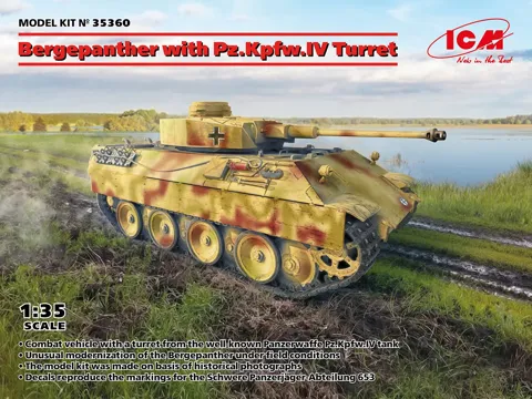 Krabice plastikové stavebnice ICM 35360 Bergepanther s věží Pz.Kpfw.IV v měřítku 1/35