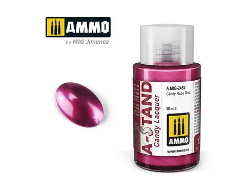 Lahvička lakové barvy AMMO Mig A-STAND A.MIG-2452 Candy Ruby Red 30 ml