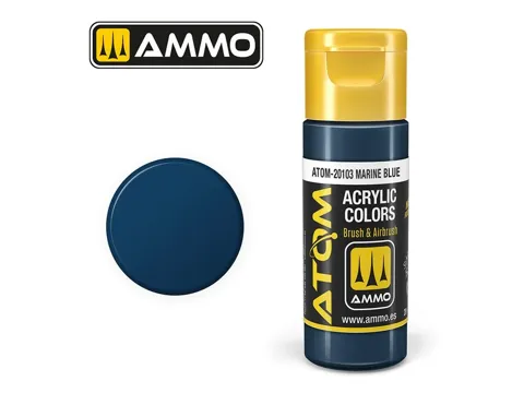 Lahvička akrylové barvy AMMO Mig ATOM COLOR 20103 námořní modrá Marine Blue 20 ml