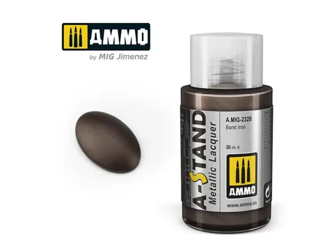 Lahvička lakové barvy AMMO Mig A-STAND Burnt Iron A.MIG-2320, 30 ml
