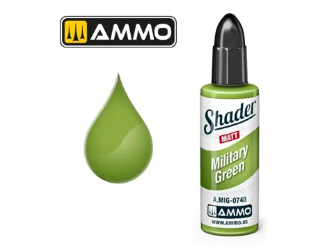 Lahvička AMMO Mig A.MIG-0740 MATT SHADER vojenská zelená (Military Green) 10 ml
