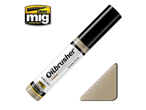 Lahvička olejové barvy AMMO Mig Oilbrusher A.MIG-3523 zaprášená zem (Dusty Earth) 10 ml