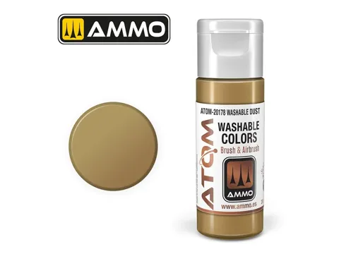 Lahvička akrylové barvy AMMO Mig ATOM Washable 20178 prach (Dust) o objemu 20 ml
