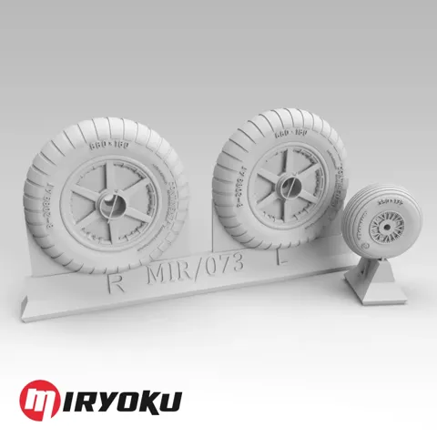 3D tištěná kola Miryoku MIR-073 pro Bf 109 E/F/G-2 raná verze v měřítku 1/32 s maskami