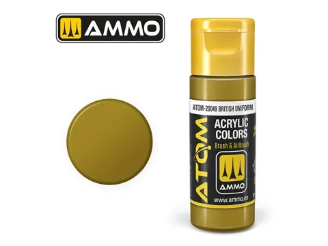 Lahvička akrylové barvy AMMO Mig ATOM Color 20049 British Uniform 20 ml