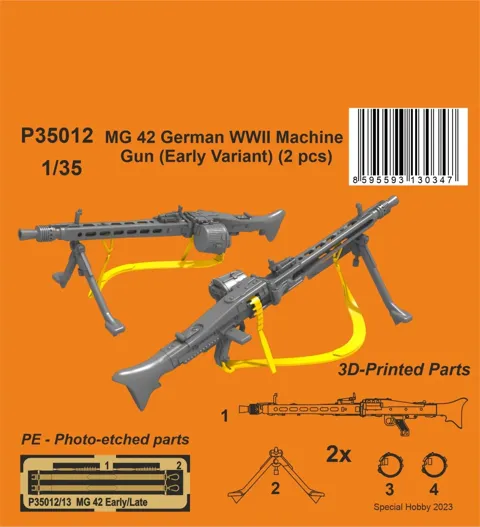 Resinový 3D tištěný kulomet CMK P35012 MG 42 v měřítku 1/35, raná varianta