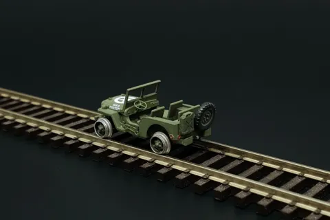 Resinová stavebnice Hauler HTT120084 železniční Jeep 1/120, dva kusy