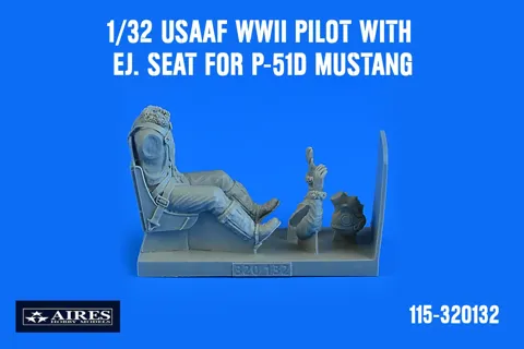 Aires 320132 figurka pilota USAAF se sedačkou pro P-51D Mustang v měřítku 1/32