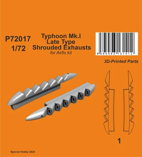 Resinové 3D tištěné výfuky CMK P72017 pro Typhoon Mk.I v měřítku 1/72