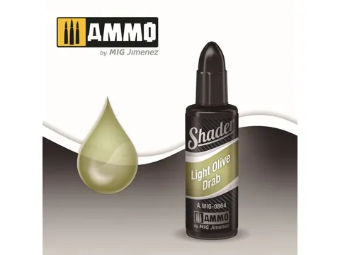 Lahvička AMMO Mig A.MIG-0864 SHADER světle olivová Light Olive Drab 10 ml