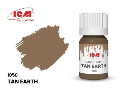 Lahvička akrylové barvy ICM Acrylic 1058 Tan Earth, světle hnědá zemina, 12 ml