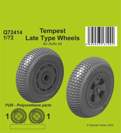 Resinová kola CMK Quick & Easy Q72414 pozdního typu pro Tempest v měřítku 1/72