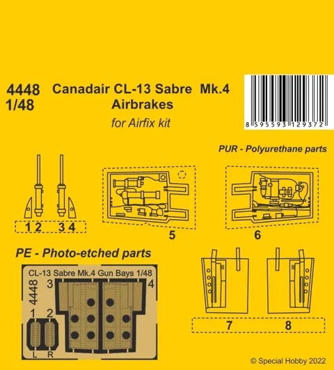 Resinová sada CMK 4448 brzdicí štíty pro Canadair CL-13 Sabre Mk.4 v měřítku 1/48