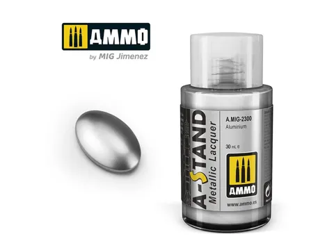 Lahvička lakové barvy AMMO Mig A-STAND A.MIG-2300 aluminium 30 ml