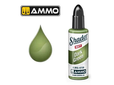 Lahvička AMMO Mig A.MIG-0739 Matt Shader tmavě zelená Dark Green 10 ml