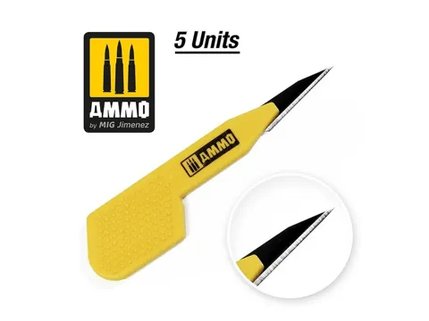 Balení modelářských čepelí AMMO Mig A.MIG-8685 Precision Blade, přímý břit, 5 ks