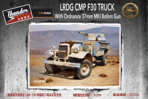 Krabice plastikové stavebnice Thunder Model TM35306 LRDG F30 ozbrojený nákladní vůz v měřítku 1/35