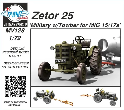 Resinová sada CMK MV128 Zetor 25 vojenský s ojí pro MiG-15/17 v měřítku 1/72