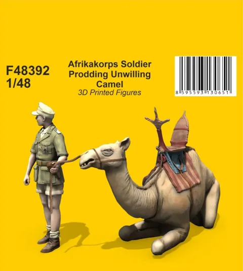 Resinová figurka CMK F48392 1/48 — voják Afrikakorpsu pobízející velblouda