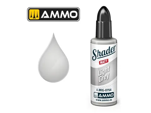 Lahvička AMMO Mig 0754 Matt Shader světle šedá (Light Grey) 10 ml
