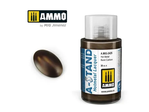 Lahvička lakové barvy AMMO Mig A-STAND A.MIG-2425 Hot Metal Burnt Carbon 30 ml