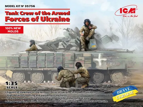 Krabice stavebnice figurek ICM 35756 tanková posádka Ozbrojených sil Ukrajiny v měřítku 1/35