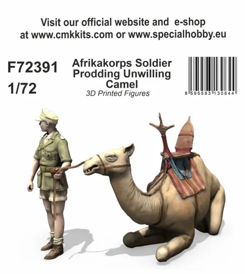Resinová figurka CMK F72391 1/72 – voják Afrikakorpsu popohánějící velblouda
