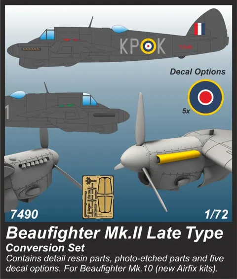 Resinová konverzní sada CMK 7490 Beaufighter Mk.II pozdní verze v měřítku 1/72 s fotolepty a obtisky