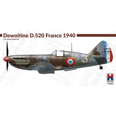 Krabice stavebnice Hobby 2000 Dewoitine D.520 Francie 1940 v měřítku 1/72