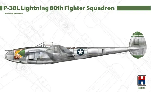 Krabice stavebnice Hobby 2000 H2K48028 P-38L Lightning 1/48, 80th Fighter Squadron