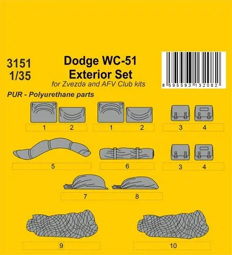 Resinová doplňková sada CMK 3151 Dodge WC-51 exteriérová sada v měřítku 1/35