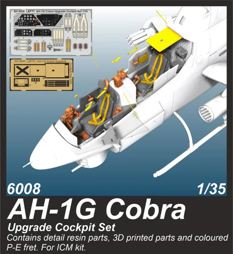Resinová sada kokpitu CMK 6008 AH-1G Cobra 1/35 pro stavebnice ICM