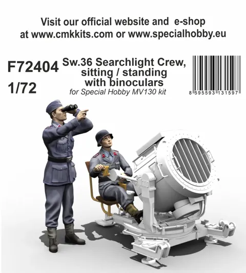 Resinové figurky CMK F72404 1/72 – osádka německého světlometu Sw.36, sedící a stojící postava