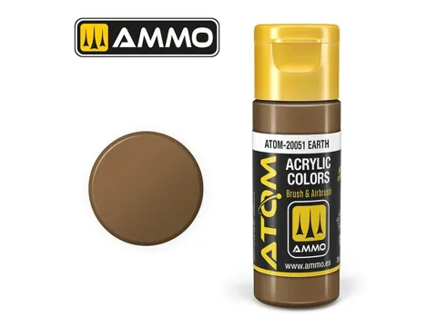 Lahvička akrylové barvy AMMO Mig ATOM COLOR 20051 zemitá (Earth) 20 ml