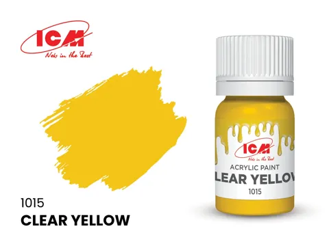 Lahvička akrylové barvy ICM Acrylic transparentní žlutá (Clear Yellow) 12 ml