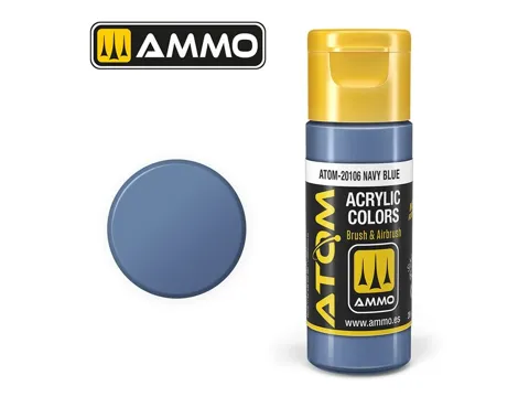 Lahvička akrylové barvy AMMO Mig ATOM COLOR 20106 námořní modrá Navy Blue 20 ml