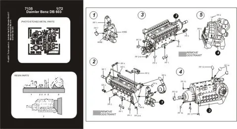 Detailní set Aires 7135 motor Daimler-Benz DB 603 v měřítku 1/72